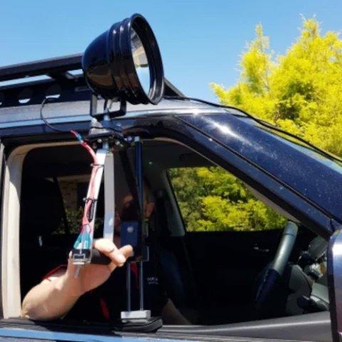 Vehicle-mounted spotlights are spotlights that are mounted on a vehicle, such as a ute, 4WD or ATV, and are often used for hunting.